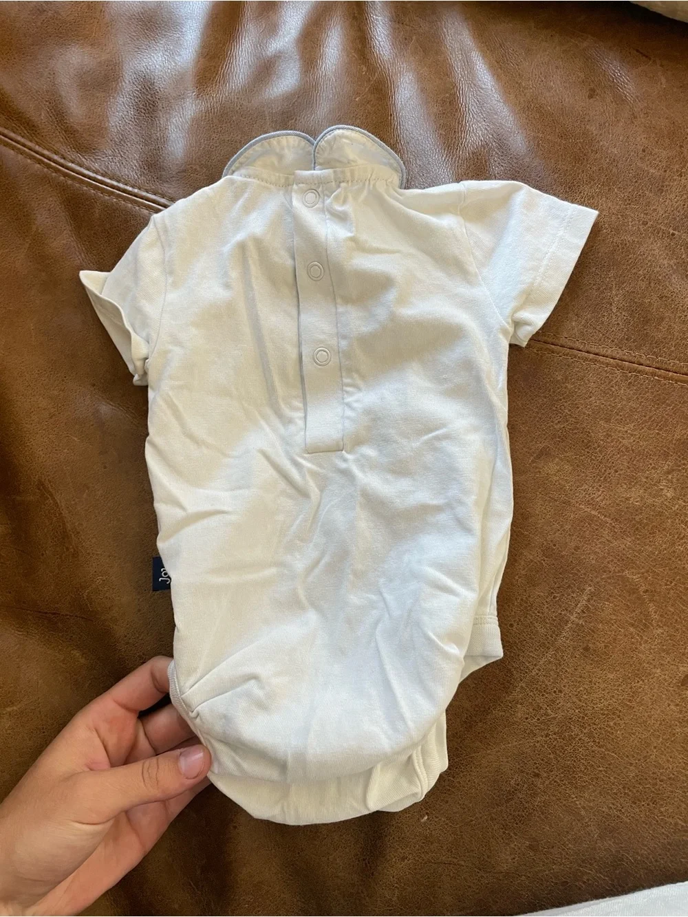 JoJo Maman Bebe White Short-Sleeve One-Piece with Peter Pan Collar
